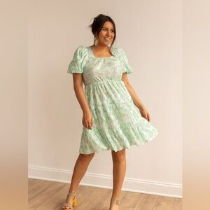 Grace+Emma Mint Green Puff Sleeve Dress - New - Size XL
